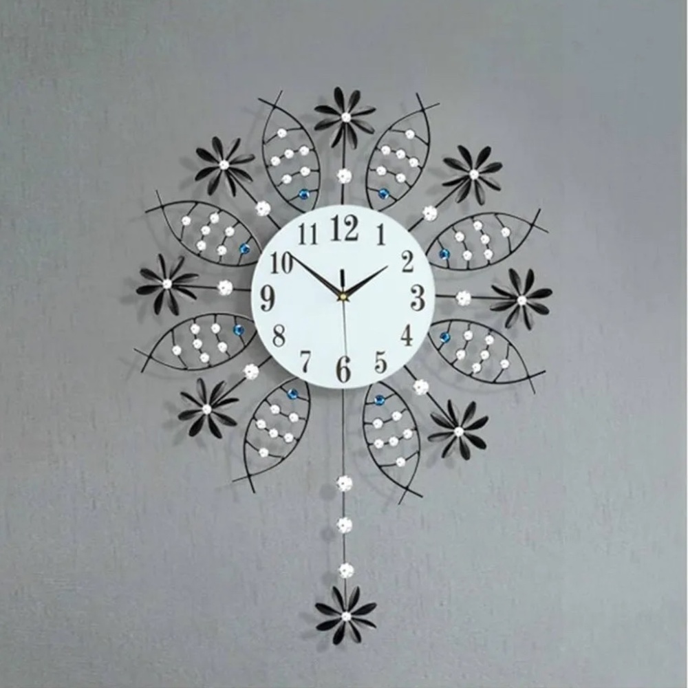 EKSED Round Metal Swing Non-Ticking Wall Clock - New!